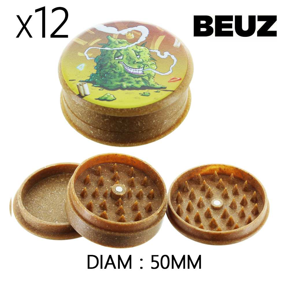 Boîte de 12 Grinders en chanvre Beuz Buds biodégradable marron 50mm — vue 2