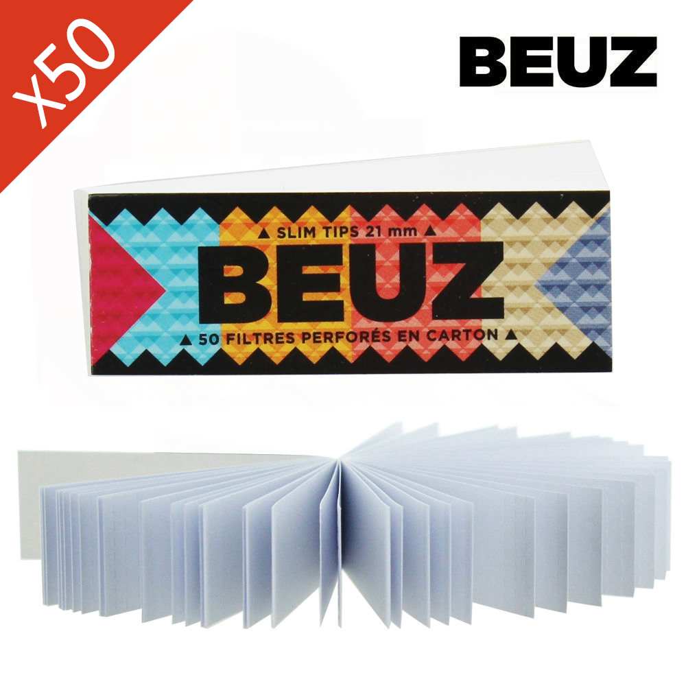 Boîte 50 Carnets Filtres Slim Tips Carton Blanc Beuz — vue 2