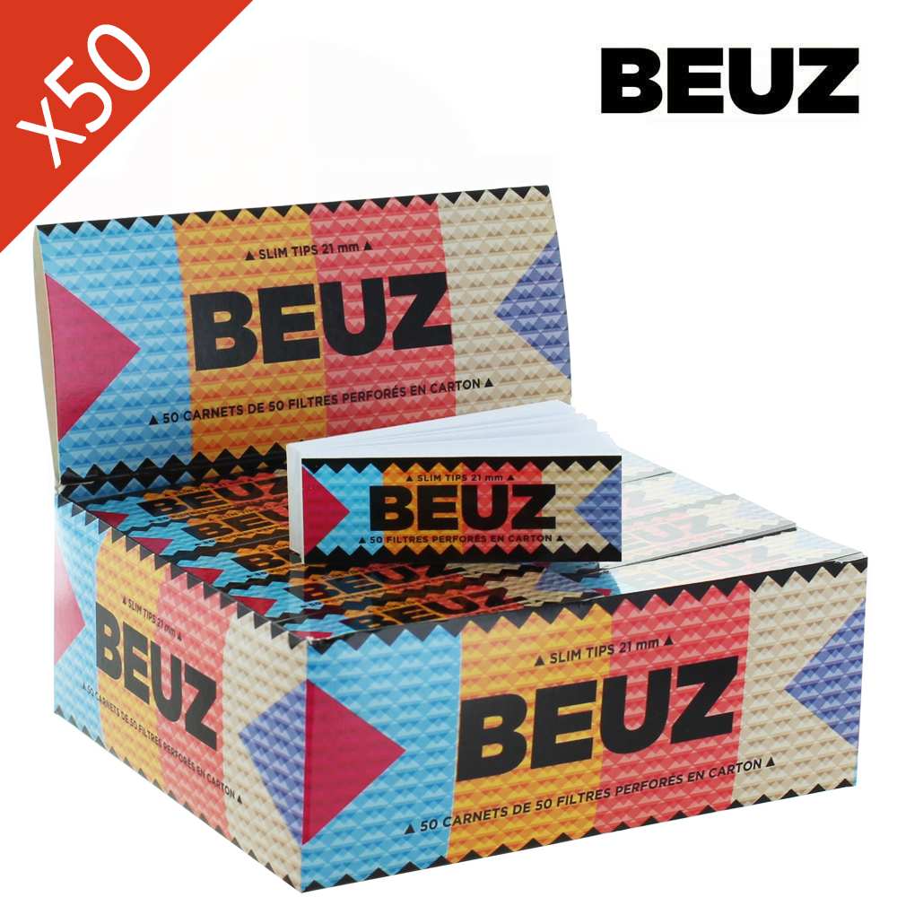 Boîte 50 Carnets Filtres Slim Tips Carton Blanc Beuz — vue 3