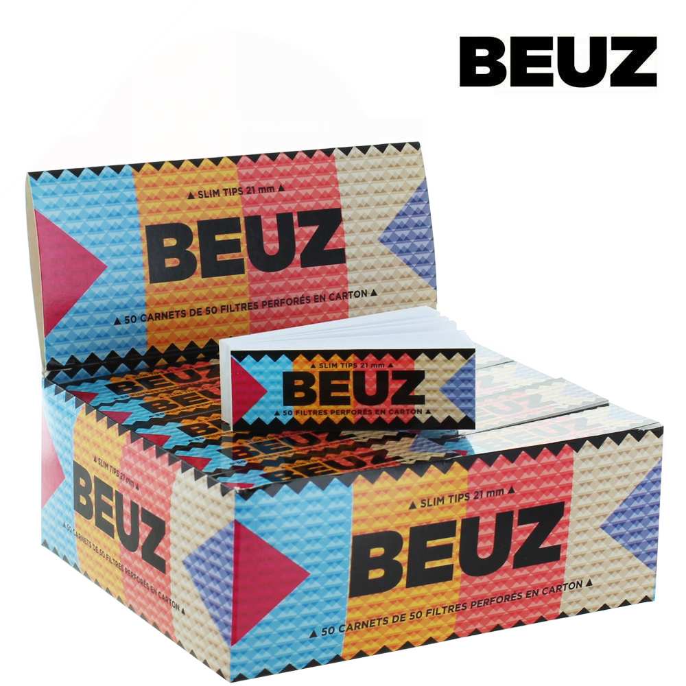 Boîte 50 Carnets Filtres Slim Tips Carton Blanc Beuz