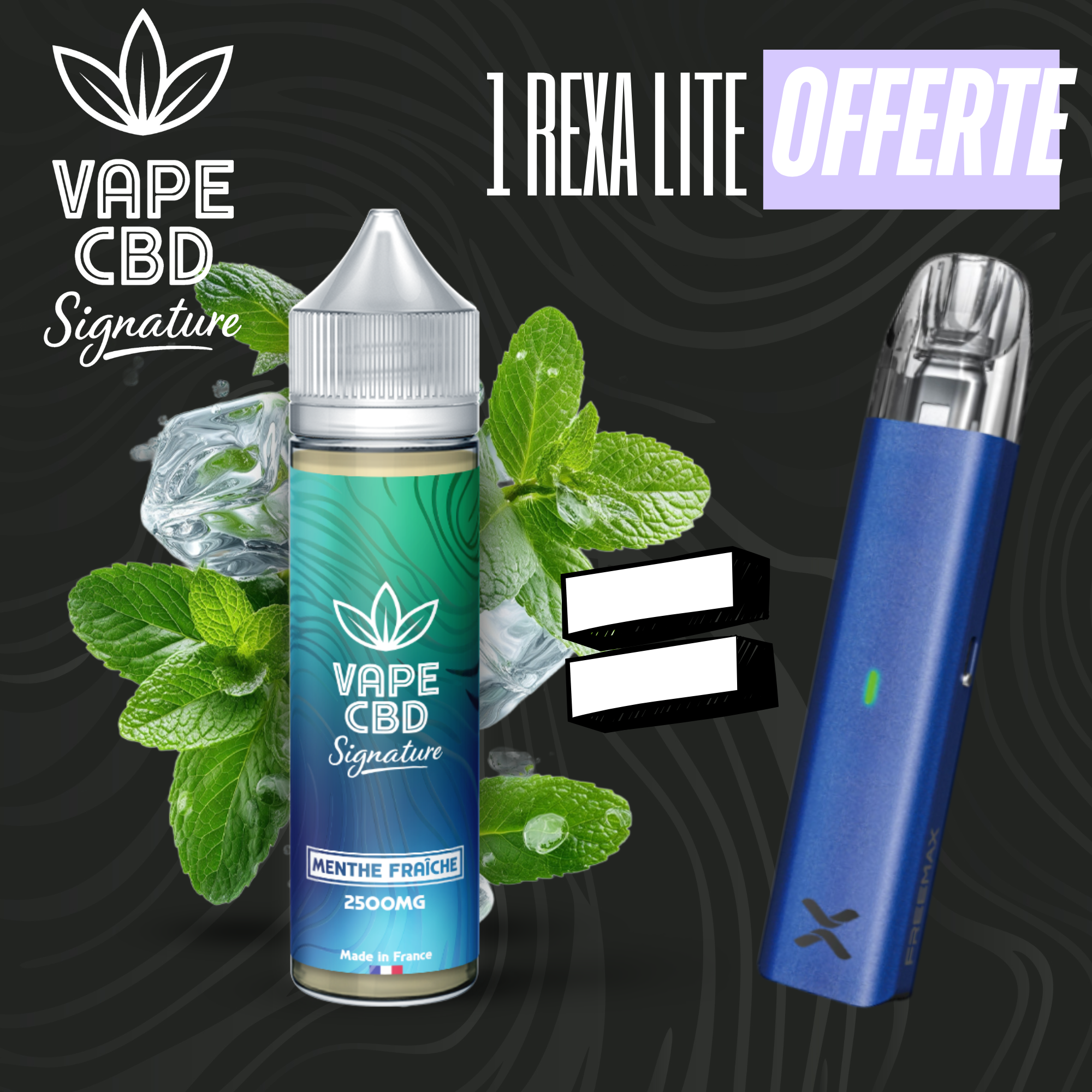 Pack eliquide CBD Menthe Fraîche Vape CBD Signature 50ml — vue 2