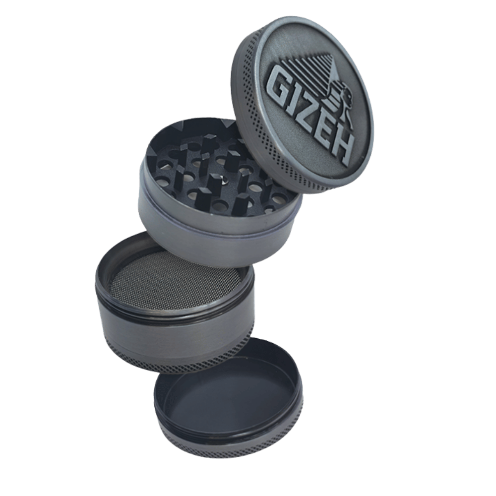 Grinder Gizeh Métal 4 Parties - Broyeur Épices et Herbes avec Raclette