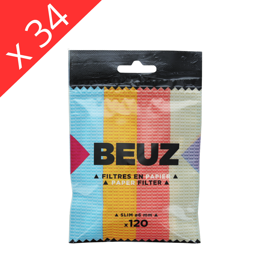 Boite de 34 sachets Filtre Papier Beuz Slim Blanc — vue 2