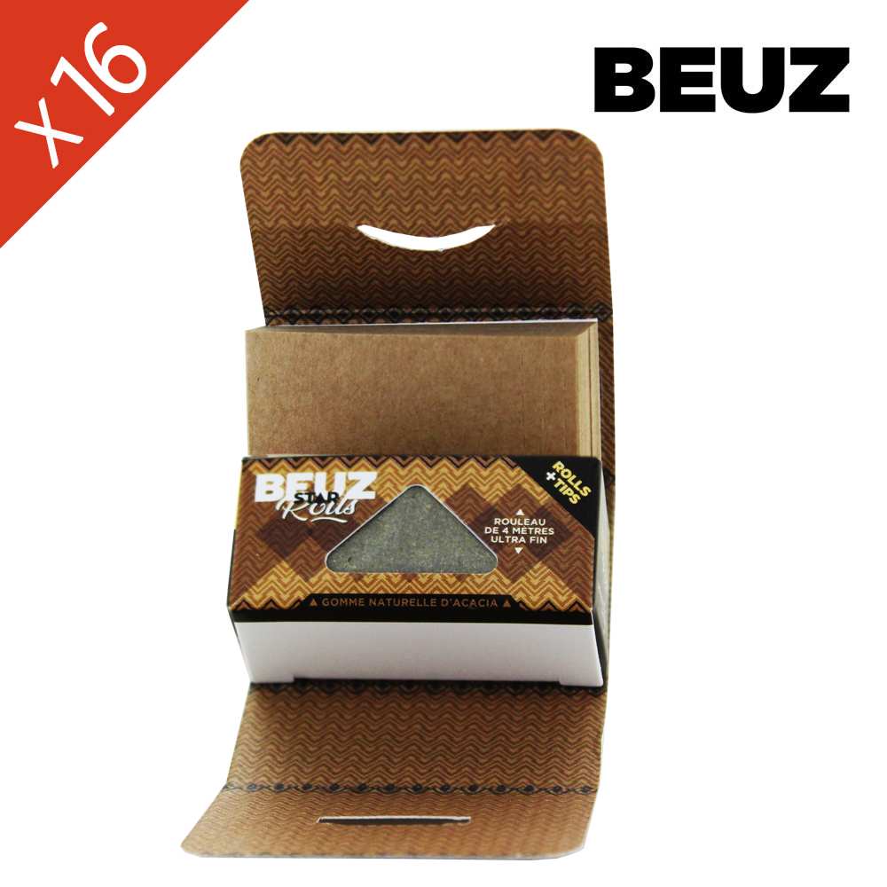 Boîte de 16 Rouleaux de Feuille à Rouler Slim Star + Filtres Beuz